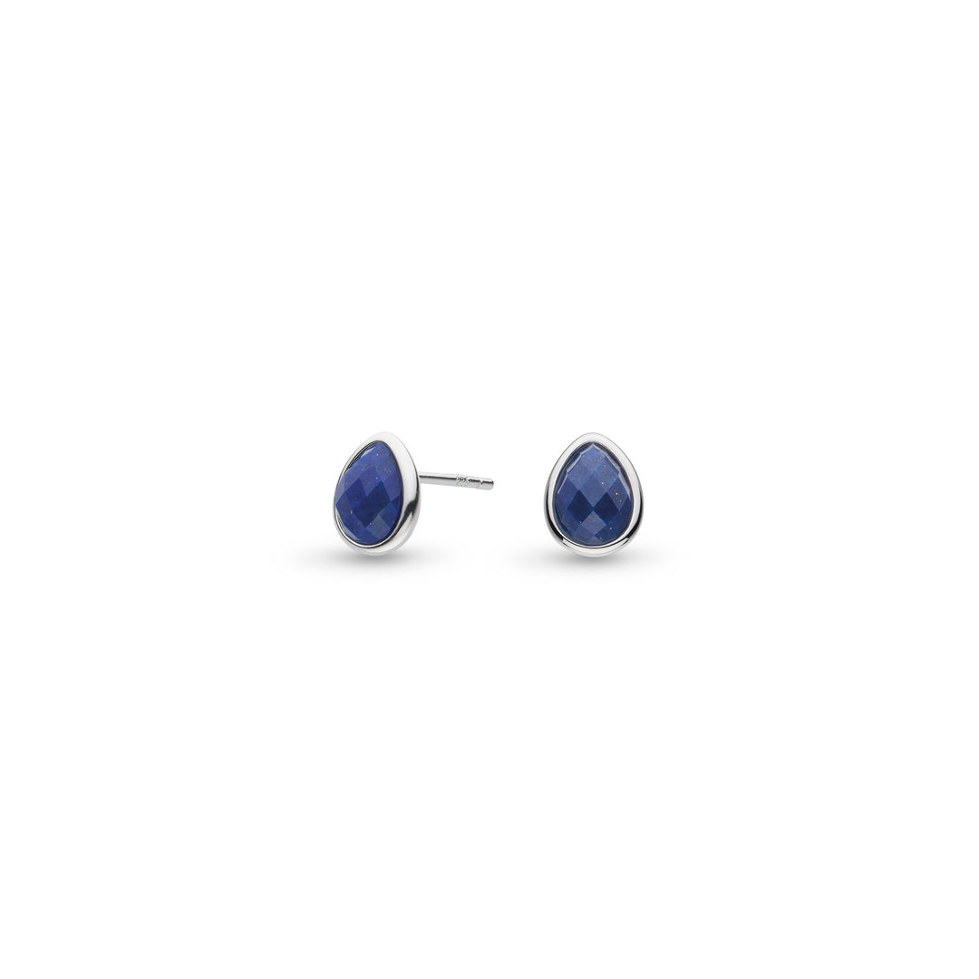Kit Heath - Coast Pebble Azure Lapis Lazuli Stud Earrings - Silver
