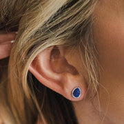 Kit Heath - Coast Pebble Azure Lapis Lazuli Stud Earrings - Silver