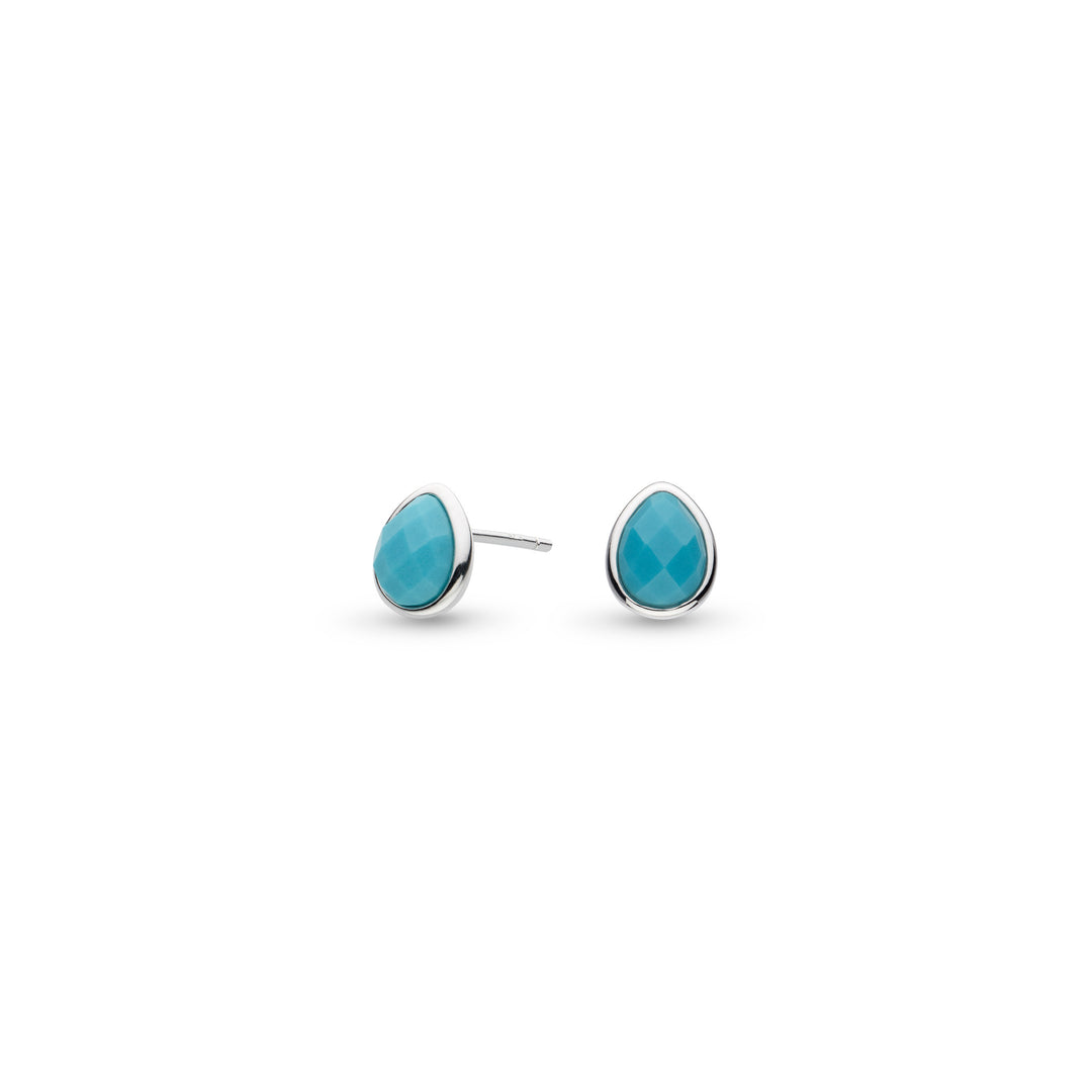 Kit Heath - Coast Pebble Azure Gemstone Stud Earrings - Silver