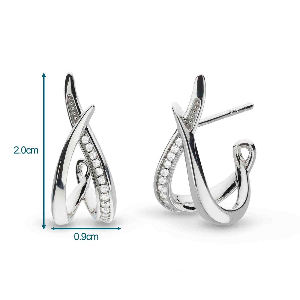 Kit Heath - Entwine Twine Twist Pavé Hoop Earrings - Silver