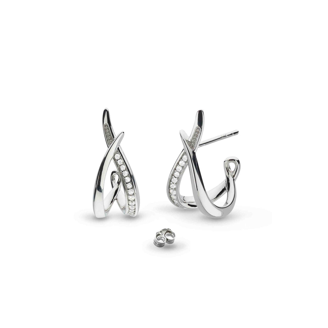 Kit Heath - Entwine Twine Twist Pavé Hoop Earrings - Silver