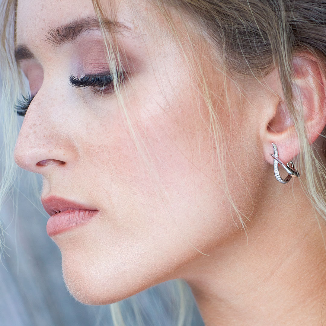 Kit Heath - Entwine Twine Twist Pavé Hoop Earrings - Silver
