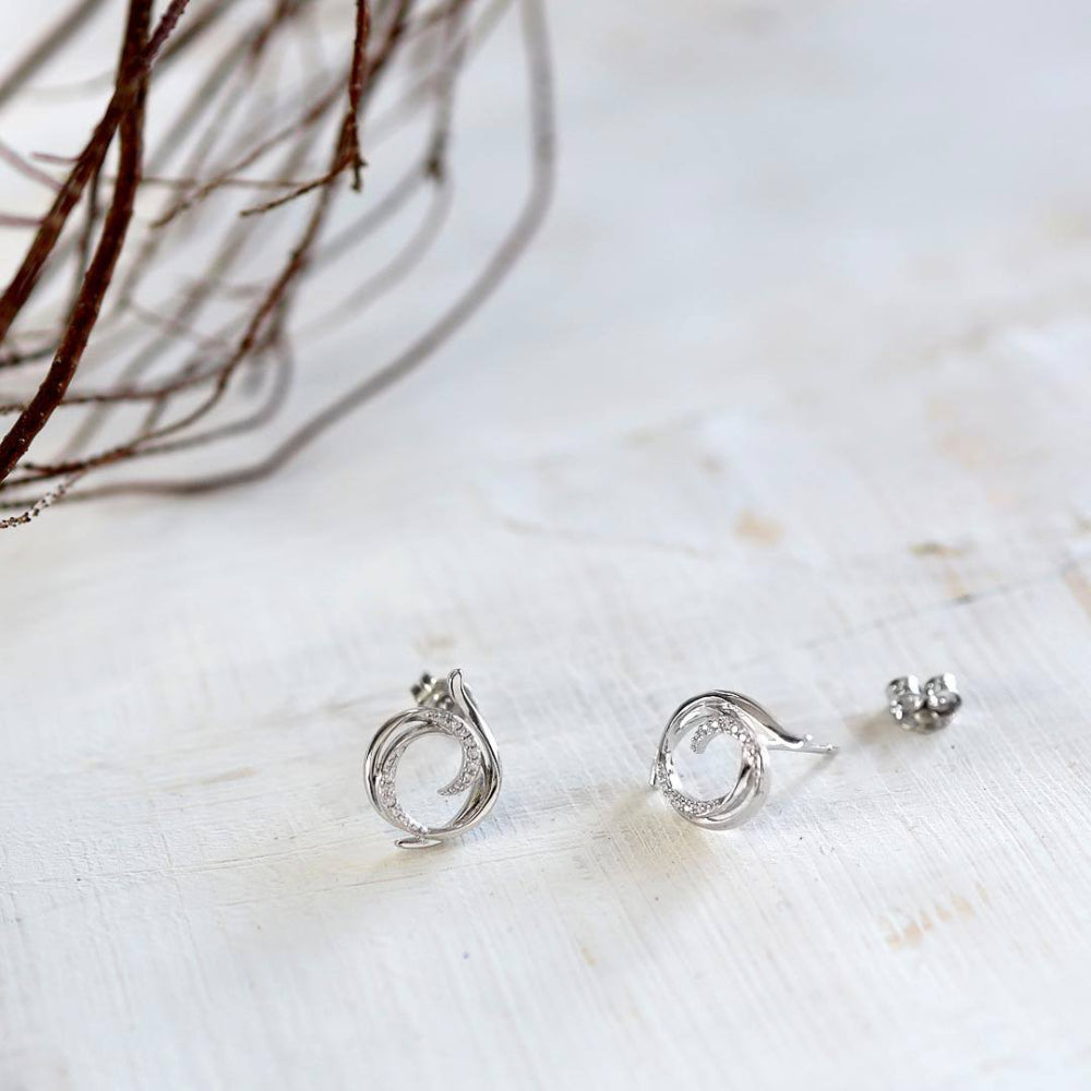 Kit Heath - Entwine Helix Wrap Pavé Stud Earrings - Silver