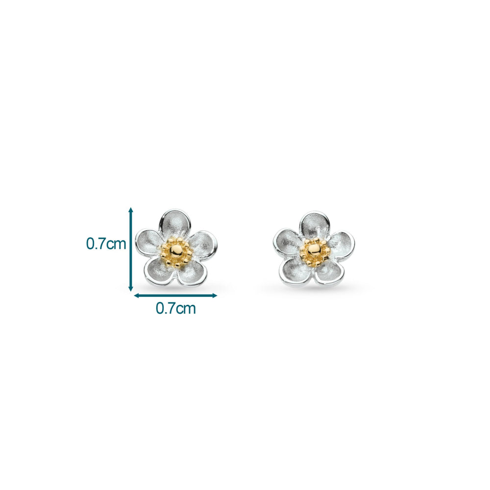 Kit Heath - Blossom Wood Rose Stud Earrings - Silver