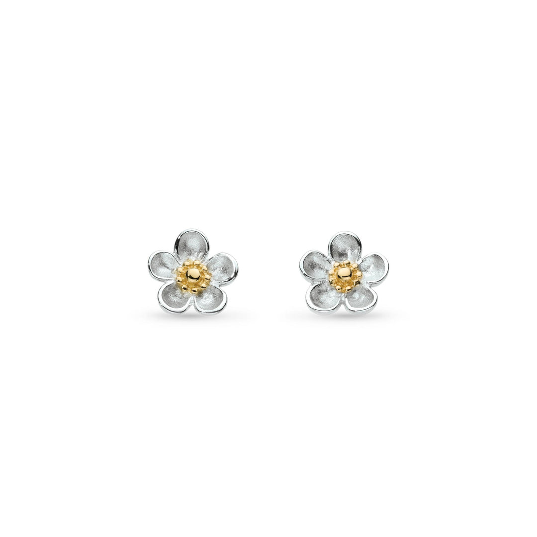 Kit Heath - Blossom Wood Rose Stud Earrings - Silver