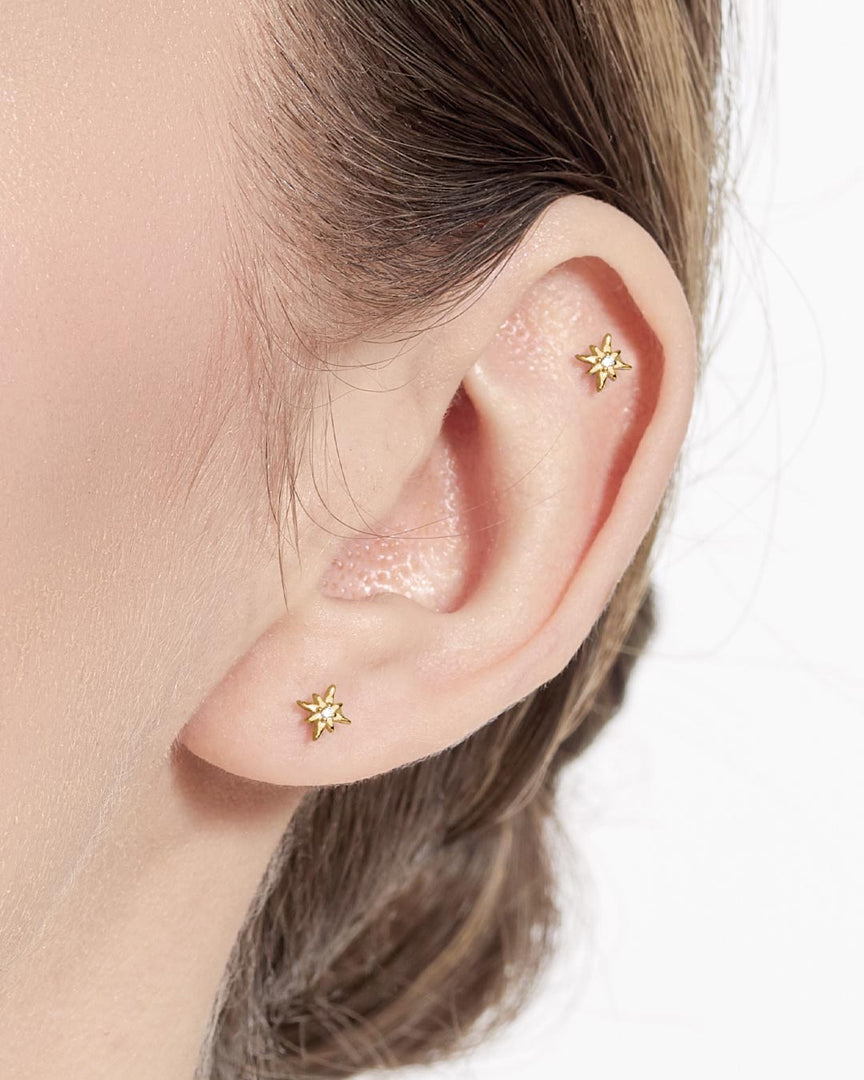 Kit Heath - Céleste North Star Petite Stud Earrings - Gold