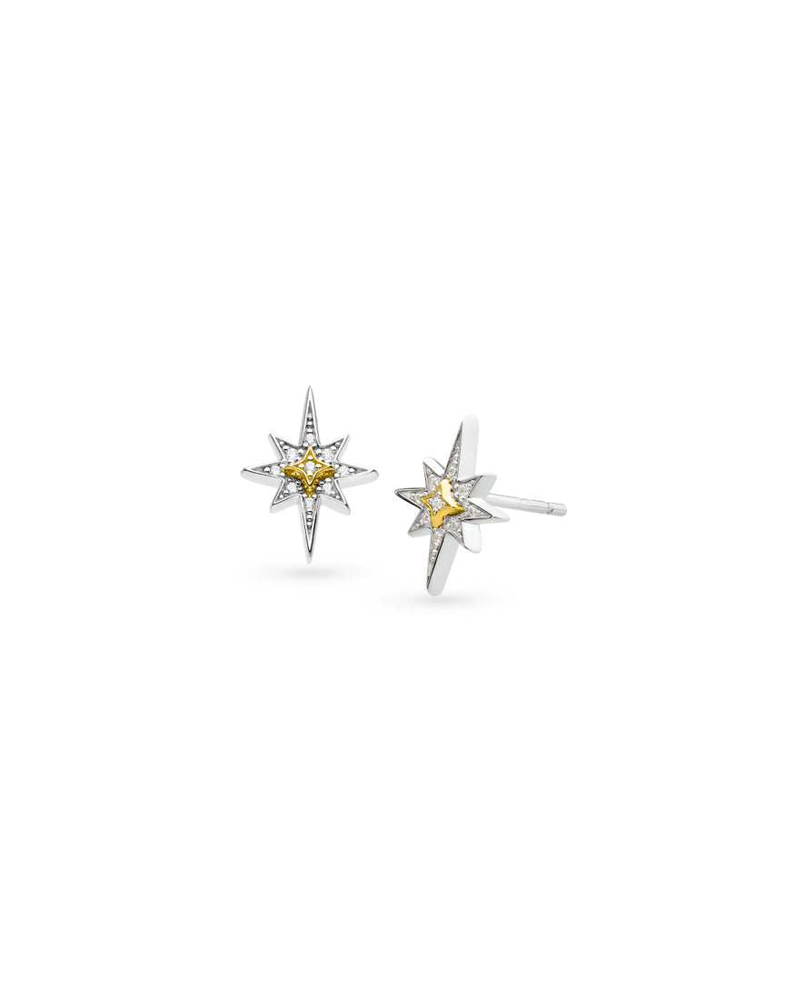Kit Heath - Céleste North Star Stud Earrings - Silver & Gold