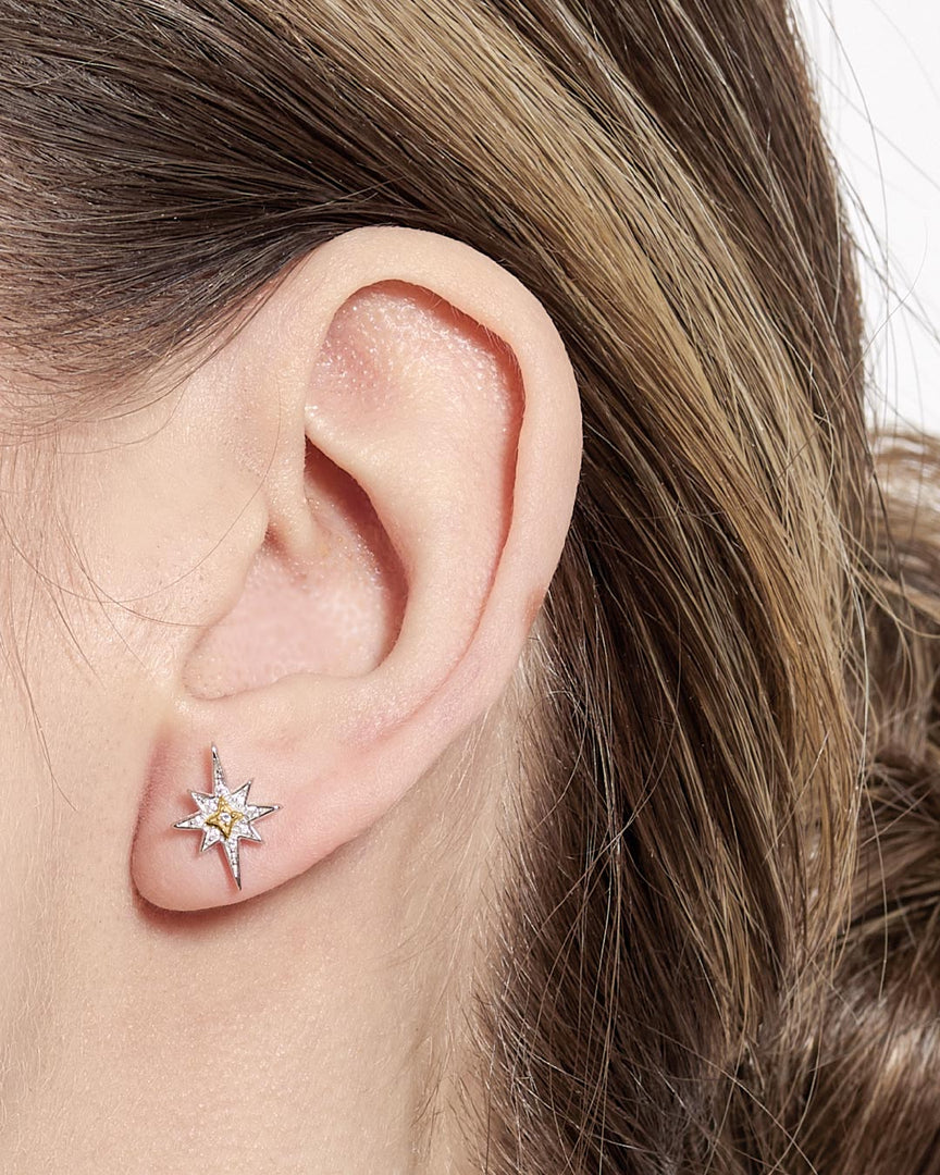 Kit Heath - Céleste North Star Stud Earrings - Silver & Gold
