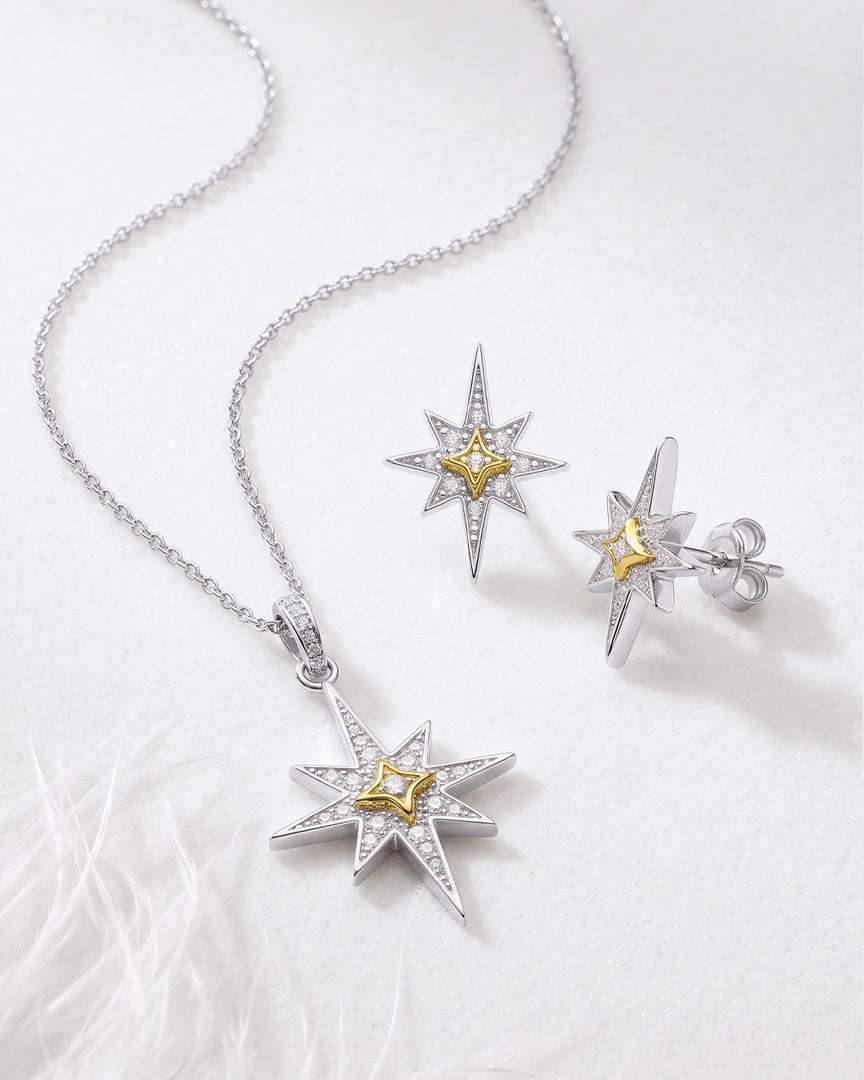 Kit Heath - Céleste North Star Stud Earrings - Silver & Gold
