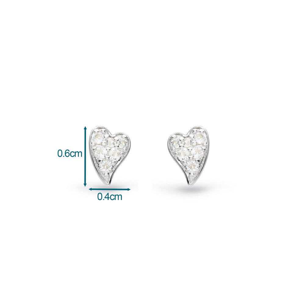 Kit Heath - Desire Cherish Precious Pavé Heart Stud Earrings - Silver
