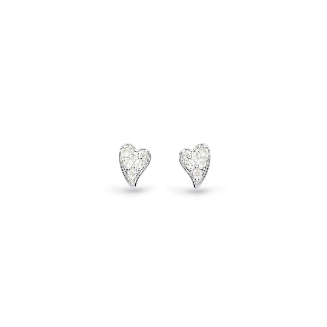Kit Heath - Desire Cherish Precious Pavé Heart Stud Earrings - Silver