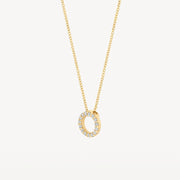 Blush - 42cm Circular Pendant Pavé CZ Necklace - 14kt Yellow Gold