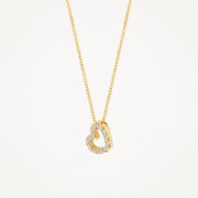 Blush - 42cm Heart Shaped Pendant CZ Necklace - 14kt Yellow Gold