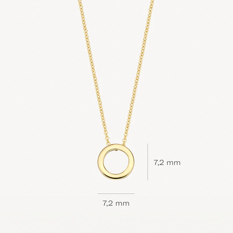 Blush - 42cm Minimialist Open Circle Necklace - 14kt Yellow Gold