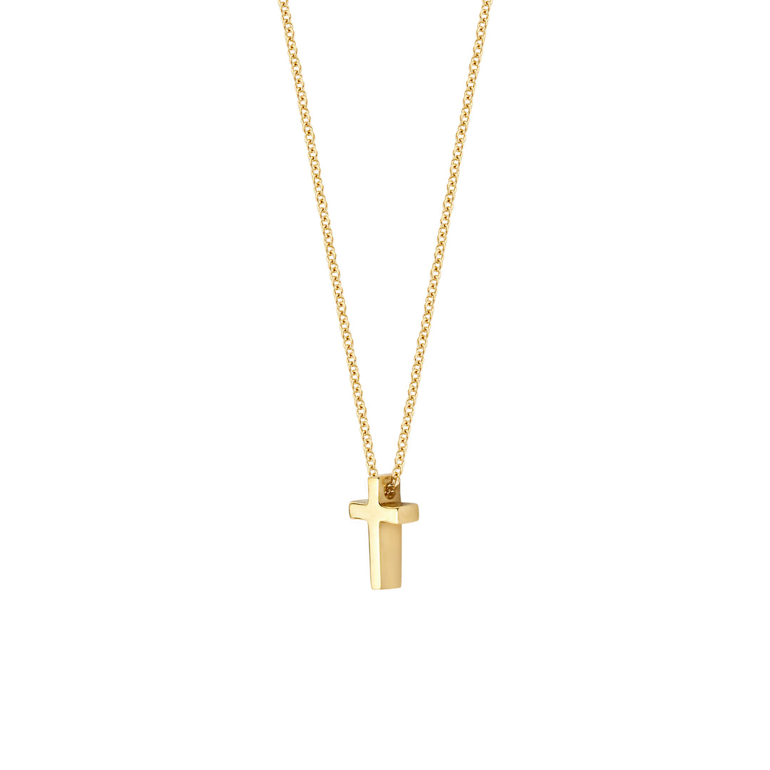 Blush - 42cm Cross Necklace - 14kt Yellow Gold