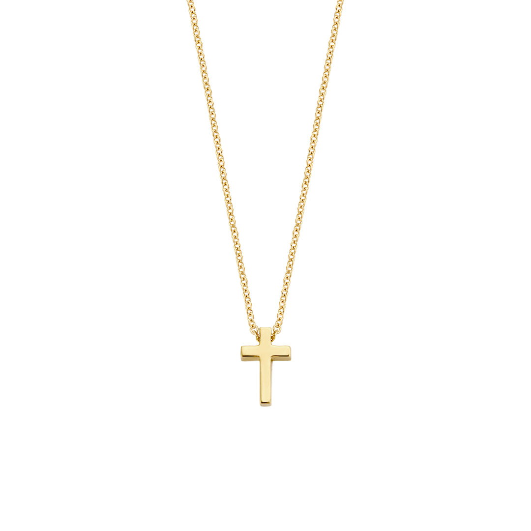 Blush - 42cm Cross Necklace - 14kt Yellow Gold