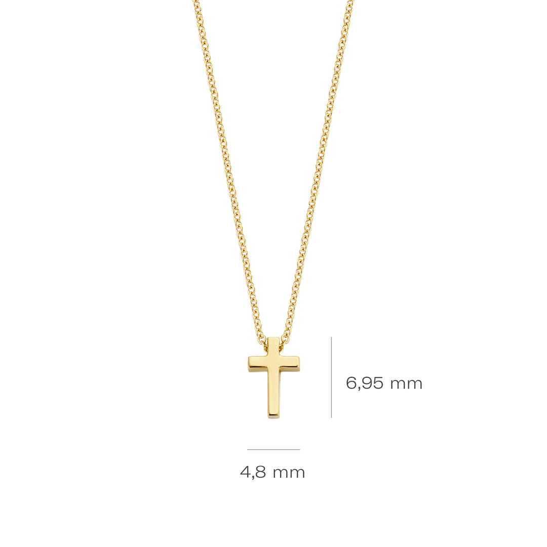 Blush - 42cm Cross Necklace - 14kt Yellow Gold