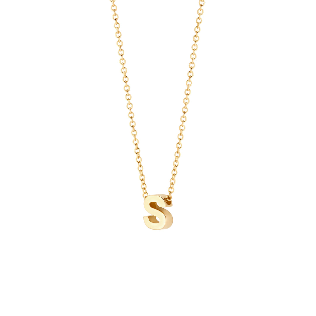 Blush - 42cm Initial S Neckace - 14kt Yellow Gold