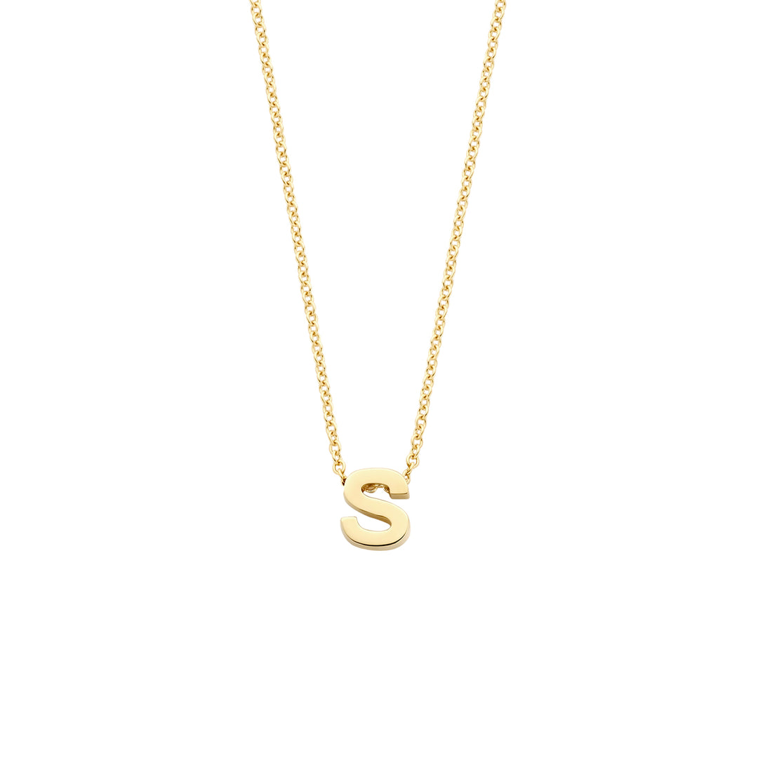 Blush - 42cm Initial S Neckace - 14kt Yellow Gold