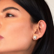 Kit Heath - Bevel Trilogy Pearl Stud Earrings - Silver