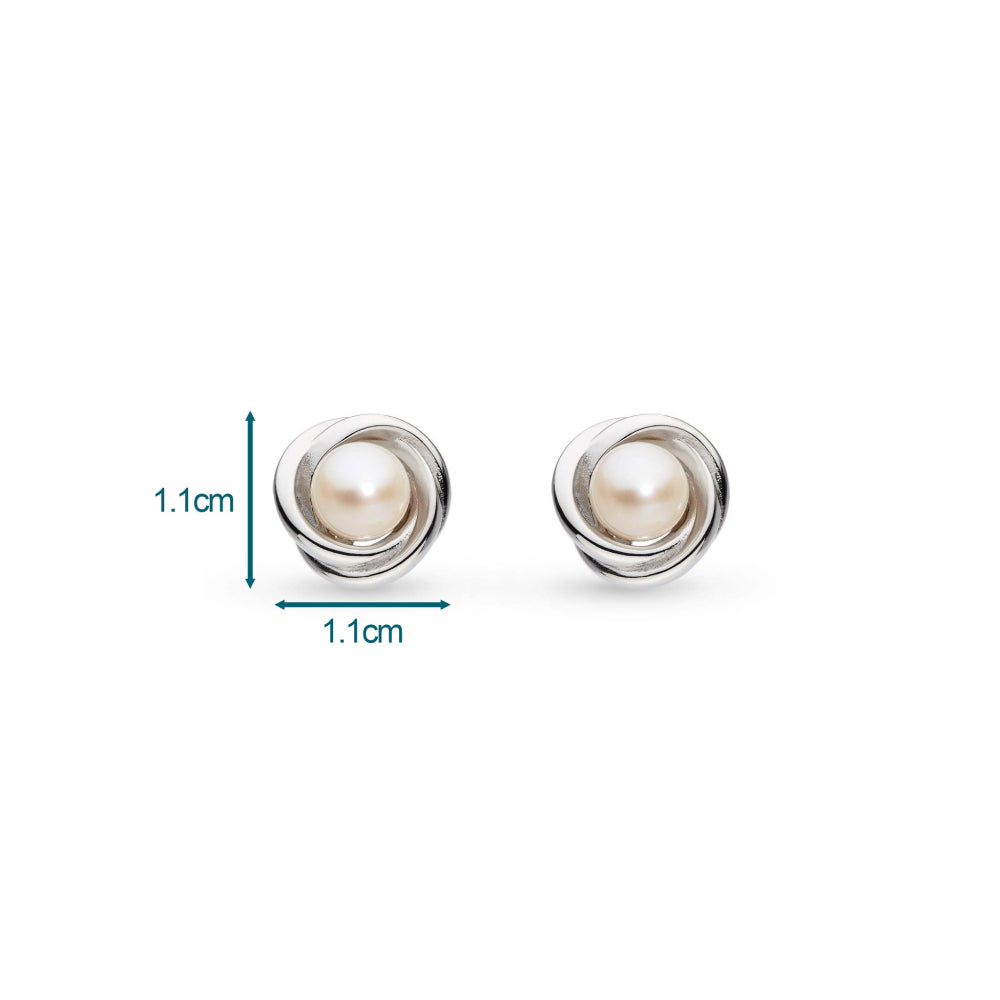 Kit Heath - Bevel Trilogy Pearl Stud Earrings - Silver