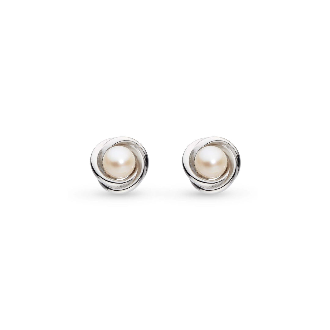 Kit Heath - Bevel Trilogy Pearl Stud Earrings - Silver
