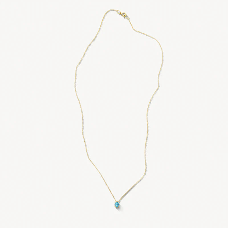 Blush - Birthstone Necklace - Blue Topaz March - 14kt Yellow Gold