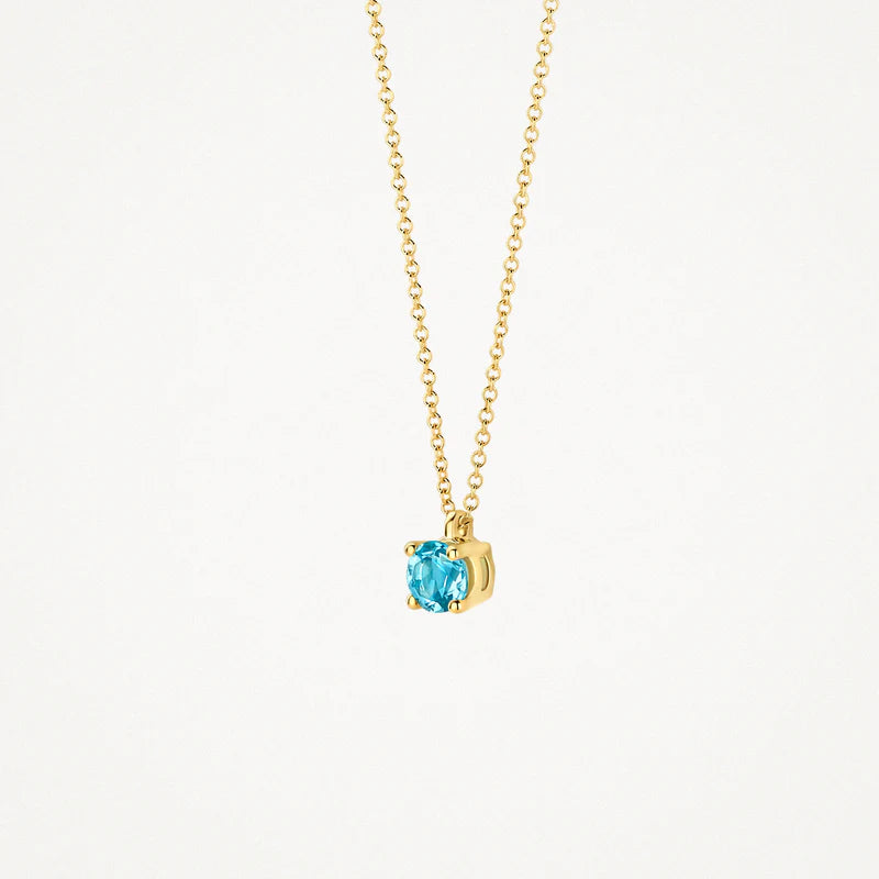 Blush - Birthstone Necklace - Blue Topaz March - 14kt Yellow Gold