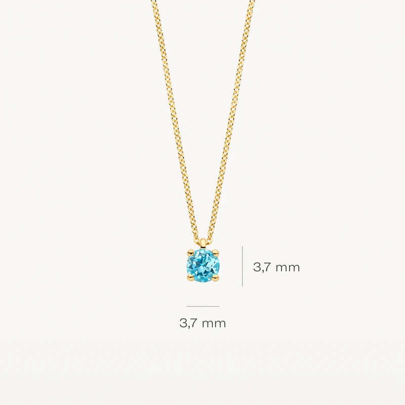 Blush - Birthstone Necklace - Blue Topaz March - 14kt Yellow Gold