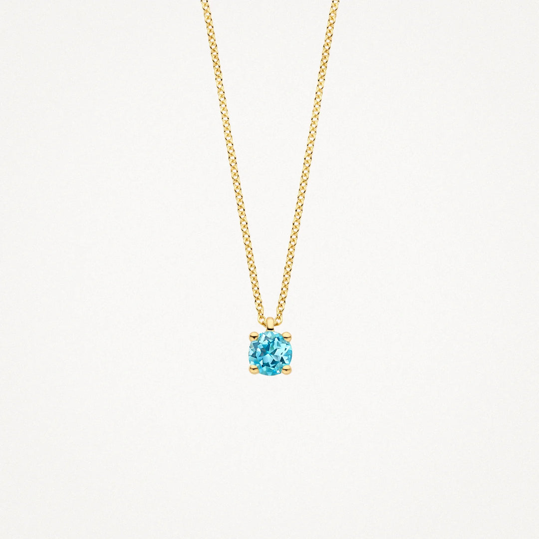 Blush - Birthstone Necklace - Blue Topaz March - 14kt Yellow Gold