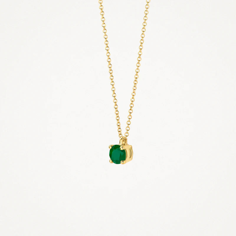 Blush - Birthstone Necklace - Emerald May - 14kt Yellow Gold