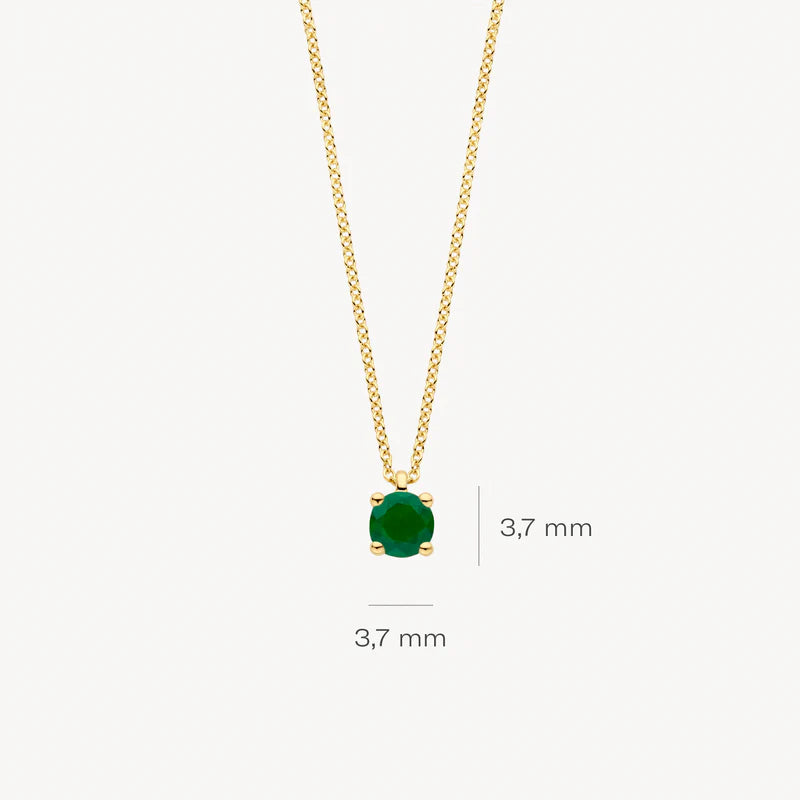 Blush - Birthstone Necklace - Emerald May - 14kt Yellow Gold