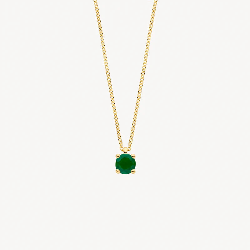 Blush - Birthstone Necklace - Emerald May - 14kt Yellow Gold