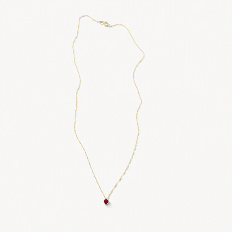 Blush - Birthstone Necklace - Ruby July - 14kt Yellow Gold