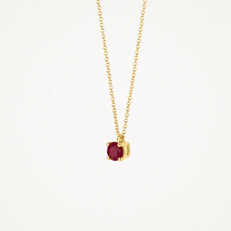 Blush - Birthstone Necklace - Ruby July - 14kt Yellow Gold