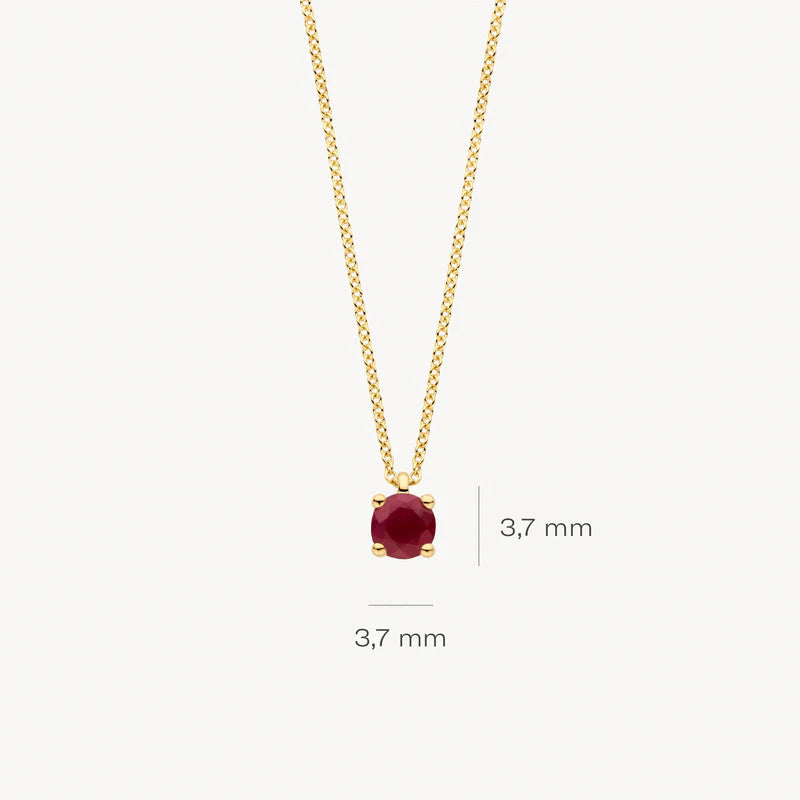 Blush - Birthstone Necklace - Ruby July - 14kt Yellow Gold