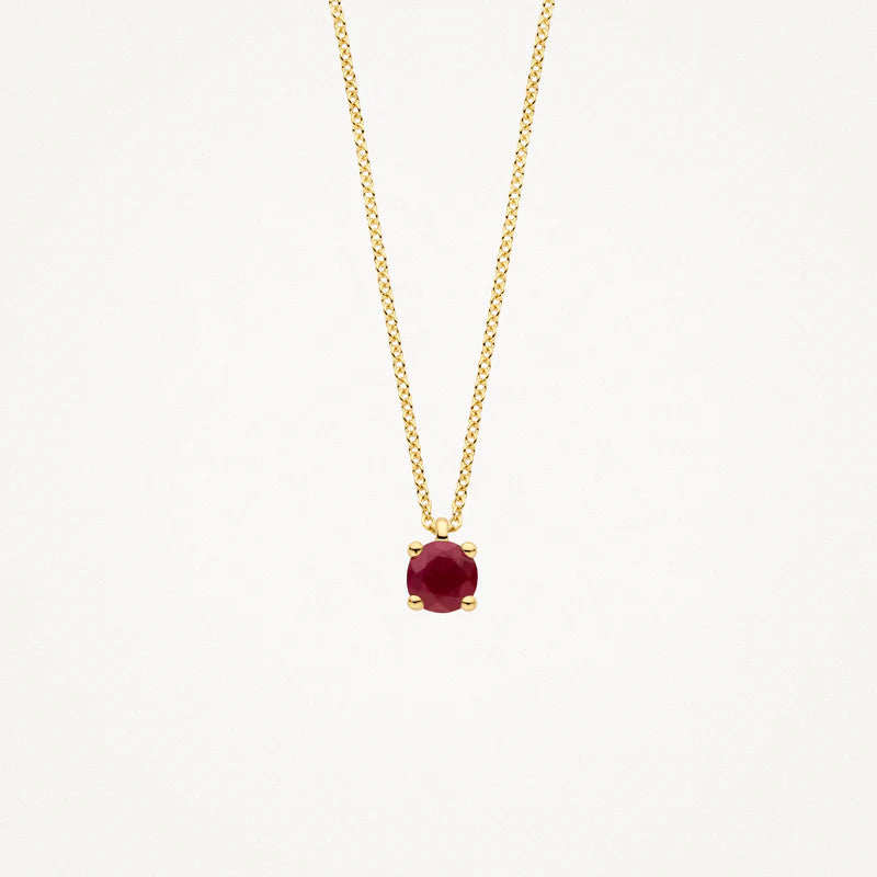 Blush - Birthstone Necklace - Ruby July - 14kt Yellow Gold