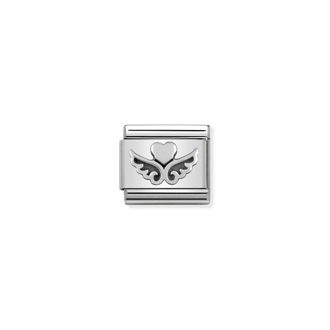 Nomination - Classic Oxidized Heart With Wings Charm