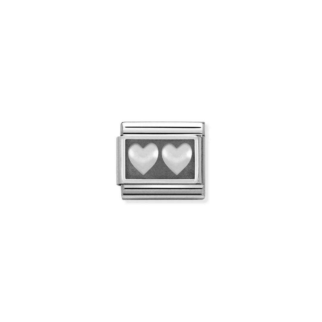 Nomination - Classic Oxidized Double Heart Charm