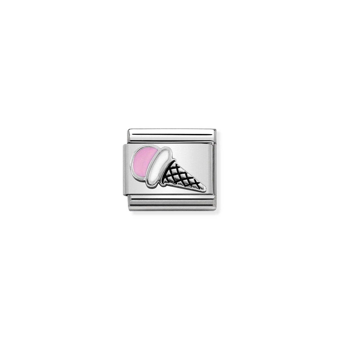 Nomination - Enamel Silver Pink Ice Cream Charm