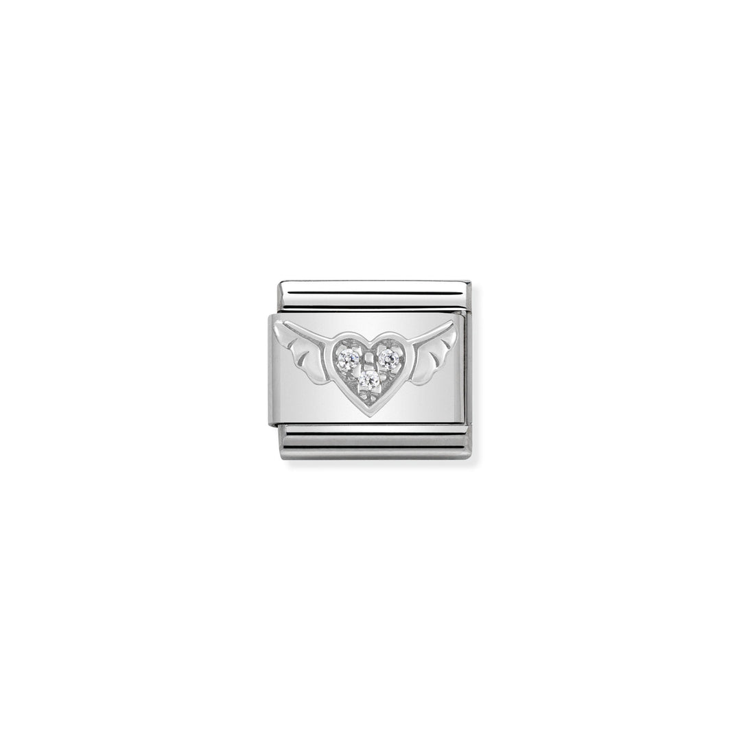 Nomination - Classic Cubic Zirconia Flying Heart With CZ Charm