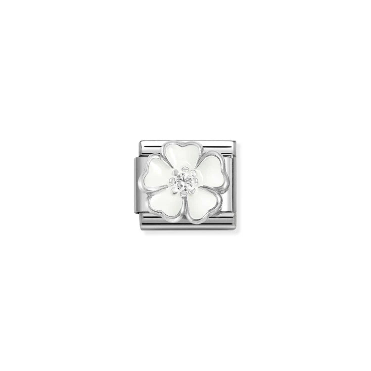 Nomination - Composable Big White Flower Charm - Silver