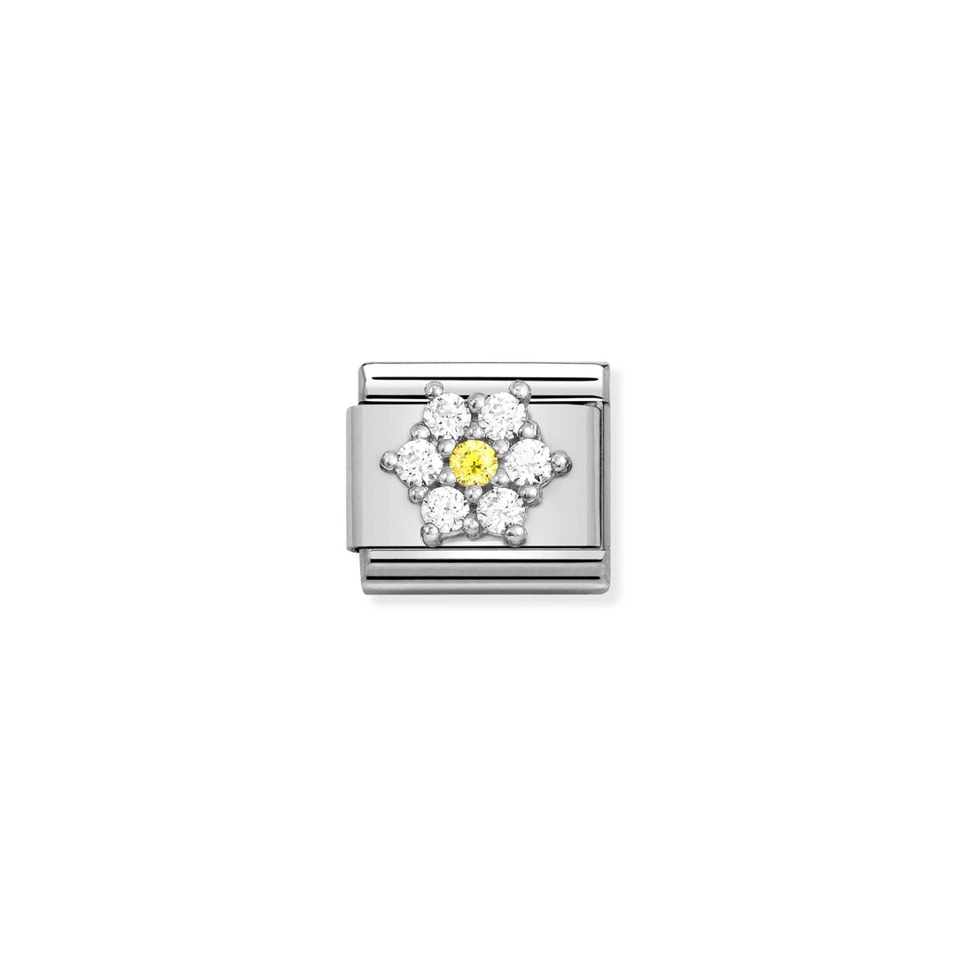 Nomination - White and Yellow Flower Charm