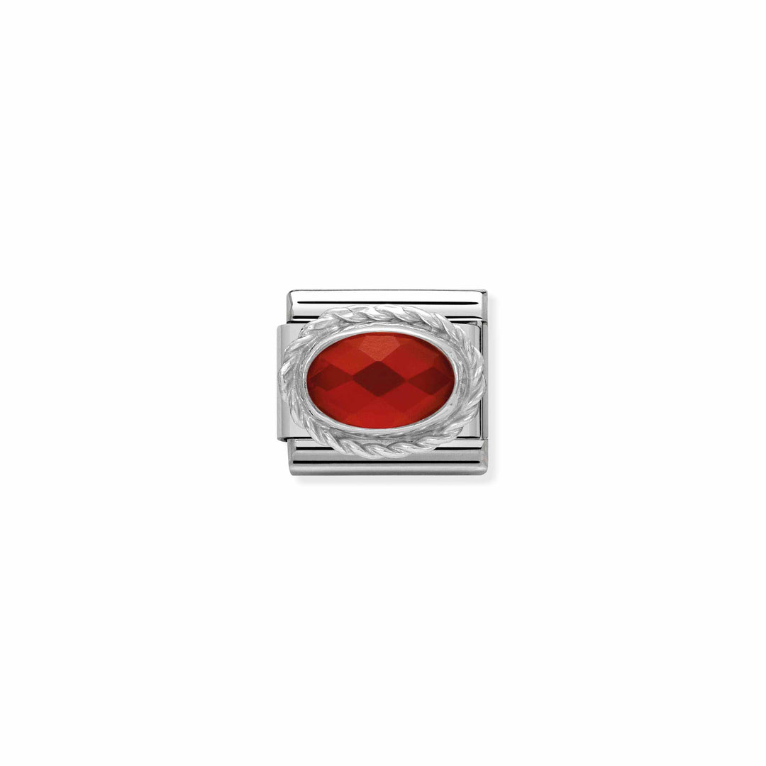 Nomination - Silver Classic Hard Stones Faceted Red Agath Charm