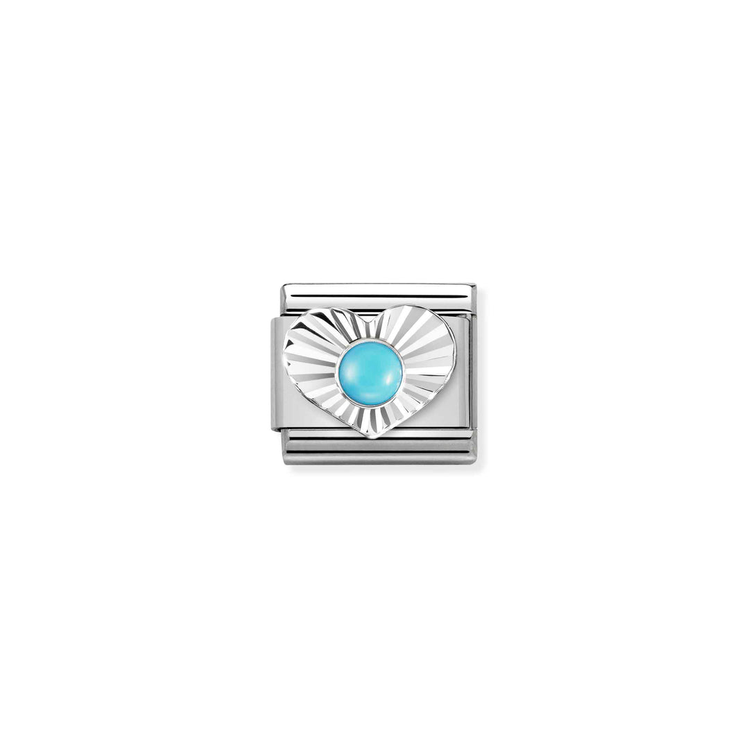 Nomination - Turquoise and Silver Heart Charm