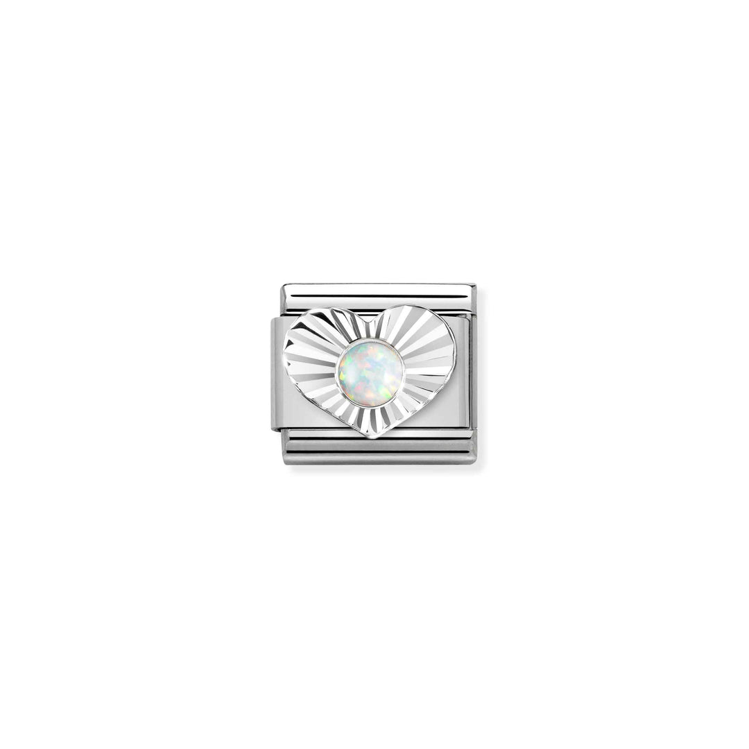 Nomination - Composable Silver Heart and White Opal Charm