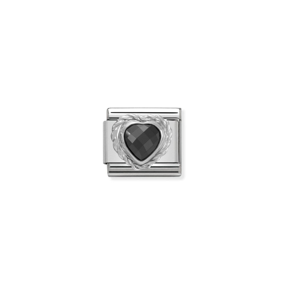 Nomination - Black and Silver Heart Shaped Faceted Charm