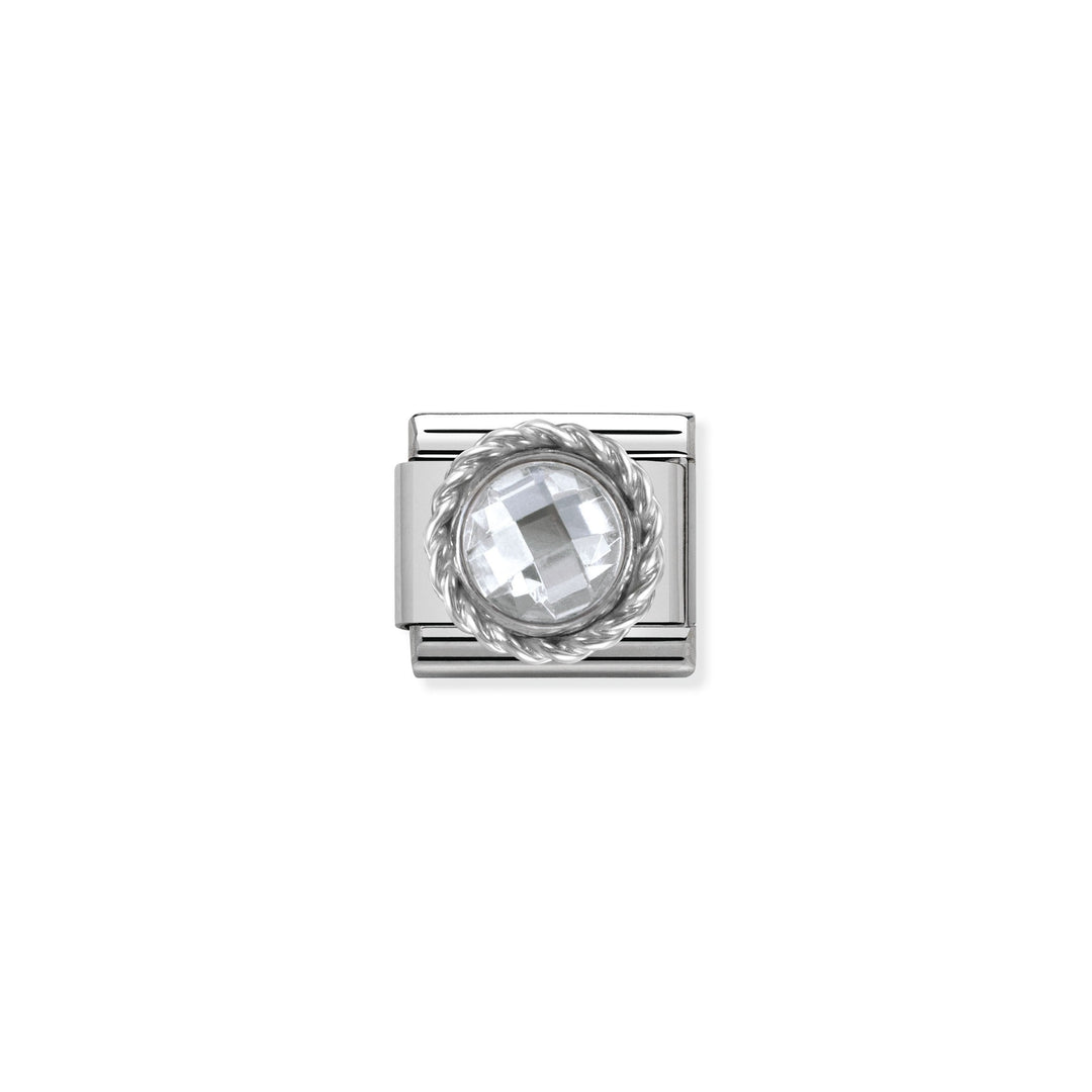 Nomination - Classic CZ Round Faceted Stones Twisted Detail White Charm