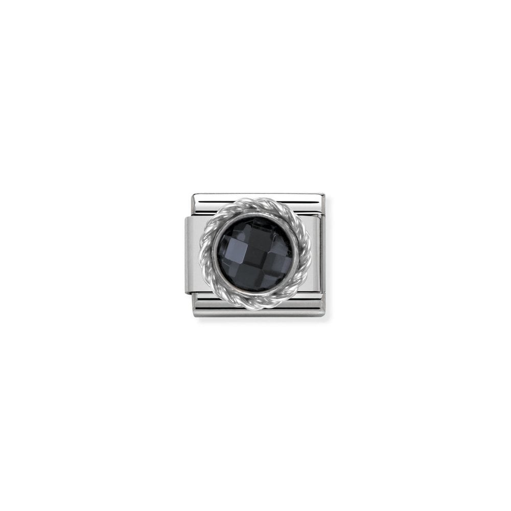 Nomination - Composable Round Black Stone Charm