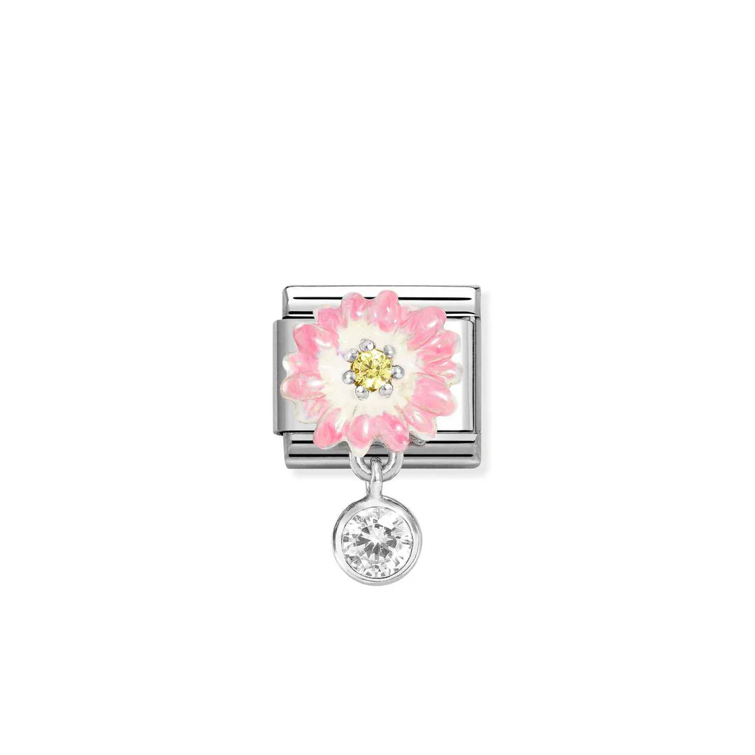 Nomination - Pink Daisy Round Pendant Charm